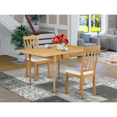 East West Furniture 3 Piece Monza Dining Table Set - Oak MZAN3-OAK-LC